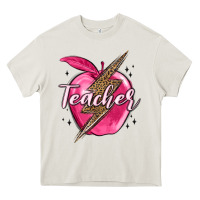 Cream teacher lightning bolt valentine s day Heavy Core Tee - MaliasSmallBusiness