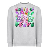 Heather Grey What's up peeps Easter bunnies Easter Day Heavyweight Sweatshirt - CowGirlArtShop