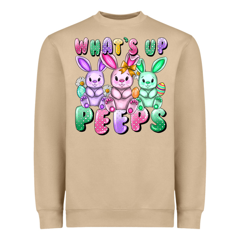 What's Up Peeps Easter Bunnies Easter Day Heavyweight Sweatshirt by CowGirlArtShop | Teevron