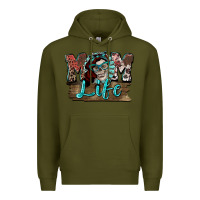 Army Green Mom life skull Mother's Day Premium Hoodie - FaDigitalArtStudio