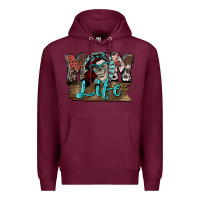 Burgundy Mom life skull Mother's Day Premium Hoodie - FaDigitalArtStudio