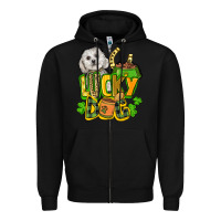 Black lucky dog St. Patrick's Zipper Hoodie - FaDigitalArtStudio