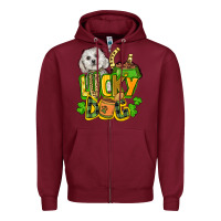 Burgundy lucky dog St. Patrick's Zipper Hoodie - FaDigitalArtStudio