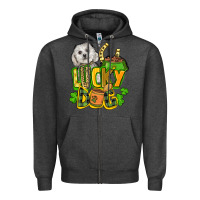 Charcoal Heather lucky dog St. Patrick's Zipper Hoodie - FaDigitalArtStudio