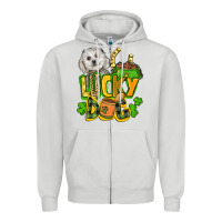 Dove Grey lucky dog St. Patrick's Zipper Hoodie - FaDigitalArtStudio