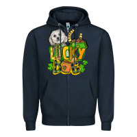 Navy lucky dog St. Patrick's Zipper Hoodie - FaDigitalArtStudio
