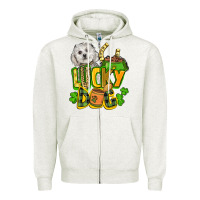 Oatmeal Heather lucky dog St. Patrick's Zipper Hoodie - FaDigitalArtStudio