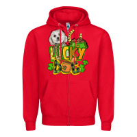 Red lucky dog St. Patrick's Zipper Hoodie - FaDigitalArtStudio
