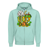 Seafoam lucky dog St. Patrick's Zipper Hoodie - FaDigitalArtStudio