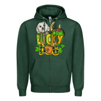 Sports Green lucky dog St. Patrick's Zipper Hoodie - FaDigitalArtStudio
