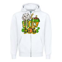 White lucky dog St. Patrick's Zipper Hoodie - FaDigitalArtStudio
