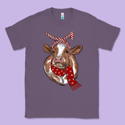 Christmas Heifer With Scarf Classic Tee Designed By Ranaportraitstore