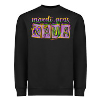 Black Mardi Gras Mama with Beads Heavyweight Sweatshirt - HowdyJamesFarm