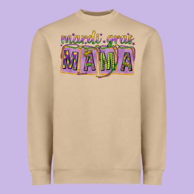 Mardi Gras Mama With Beads Heavyweight Sweatshirt Designed By Howdyjamesfarm