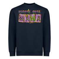 Navy Mardi Gras Mama with Beads Heavyweight Sweatshirt - HowdyJamesFarm