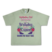 Oil Green Womens September Girl Stepping Into My Birthday Urban Heavy Tee - Bettercallsaul