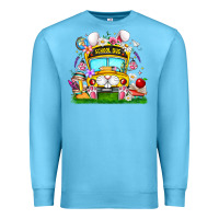 Ocean Blue Easter School Bus Premium Sweatshirt - CowhideDigitalArt