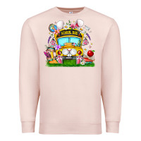 Pale Pink Easter School Bus Premium Sweatshirt - CowhideDigitalArt