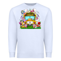 White Easter School Bus Premium Sweatshirt - CowhideDigitalArt