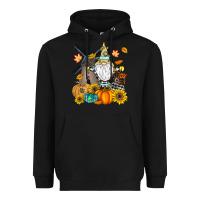 Black Happy Fall Heavyweight Hoodie - CowhideDigitalArt