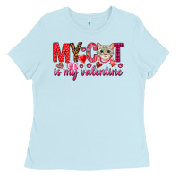 Baby Blue my cat is my valentine Ladies Tee - NancyCooperArtShop