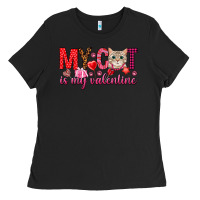 Black my cat is my valentine Ladies Tee - NancyCooperArtShop