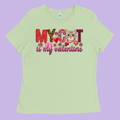 My Cat Is My Valentine Ladies Tee Designed By Nancycooperartshop