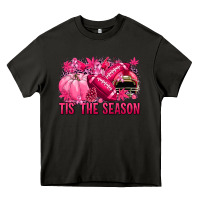 Asphalt Tis' the season Football Breast Cancer Heavy Core Tee - NancyCooperArtShop