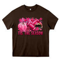 Chocolate Brown Tis' the season Football Breast Cancer Heavy Core Tee - NancyCooperArtShop