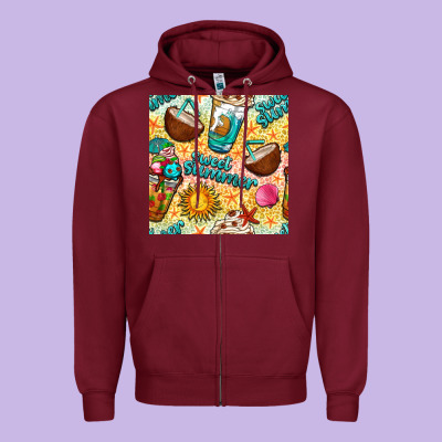 Sweet Summer Coffee Cups With Colorful Leopard And Sea Stars Seamless  Zipper Hoodie Designed By Bundleandbundleshop