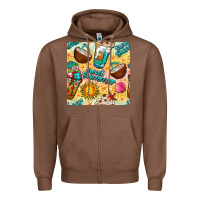 Chestnut sweet summer coffee cups with colorful leopard and sea stars seamless  Zipper Hoodie - BundleAndBundleShop