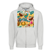 Dove Grey sweet summer coffee cups with colorful leopard and sea stars seamless  Zipper Hoodie - BundleAndBundleShop