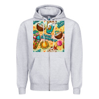 Heather Grey sweet summer coffee cups with colorful leopard and sea stars seamless  Zipper Hoodie - BundleAndBundleShop