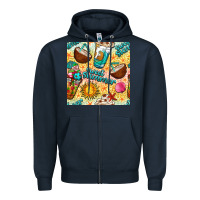 Navy sweet summer coffee cups with colorful leopard and sea stars seamless  Zipper Hoodie - BundleAndBundleShop