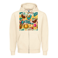 Sandshell sweet summer coffee cups with colorful leopard and sea stars seamless  Zipper Hoodie - BundleAndBundleShop