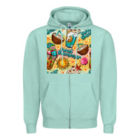 Seafoam sweet summer coffee cups with colorful leopard and sea stars seamless  Zipper Hoodie - BundleAndBundleShop