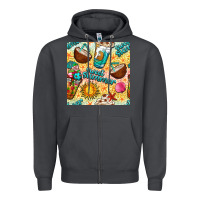 Smoke sweet summer coffee cups with colorful leopard and sea stars seamless  Zipper Hoodie - BundleAndBundleShop