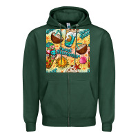 Sports Green sweet summer coffee cups with colorful leopard and sea stars seamless  Zipper Hoodie - BundleAndBundleShop