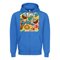 True Royal sweet summer coffee cups with colorful leopard and sea stars seamless  Zipper Hoodie - BundleAndBundleShop
