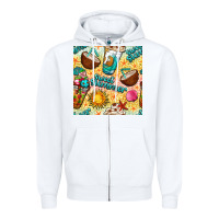 White sweet summer coffee cups with colorful leopard and sea stars seamless  Zipper Hoodie - BundleAndBundleShop