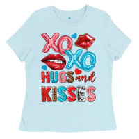 Baby Blue xo xo hugs and kisses Ladies Tee - NancyCooperArtShop