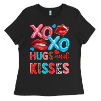 Black xo xo hugs and kisses Ladies Tee - NancyCooperArtShop