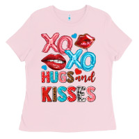 Bubblegum Pink xo xo hugs and kisses Ladies Tee - NancyCooperArtShop