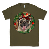 Army Green Christmas Pug With Leopard Classic Tee - RanaPortraitStore