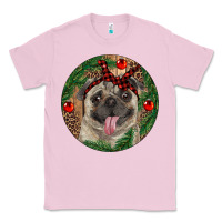 Bubblegum Pink Christmas Pug With Leopard Classic Tee - RanaPortraitStore