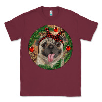 Burgundy Christmas Pug With Leopard Classic Tee - RanaPortraitStore