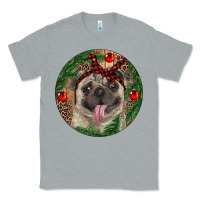 Heather Grey Christmas Pug With Leopard Classic Tee - RanaPortraitStore