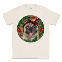 Natural Christmas Pug With Leopard Classic Tee - RanaPortraitStore