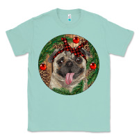 Seafoam Christmas Pug With Leopard Classic Tee - RanaPortraitStore