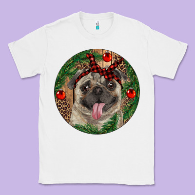 Christmas Pug With Leopard Classic Tee Designed By Ranaportraitstore